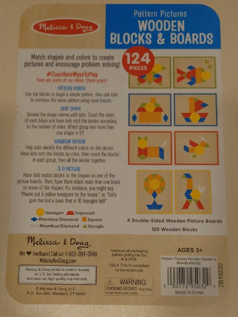 Wooden Pattern Block Set - Multicolor